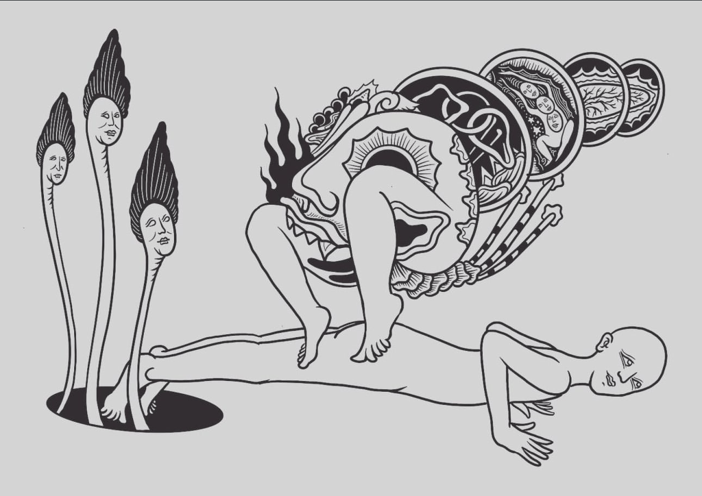 "Un-taat citizen. sebuah konsep berkewarganegaraan",  black and white artwork by Kuncir Sathya Viku